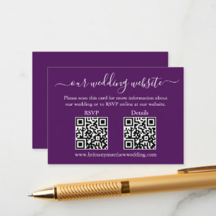 Carte D'accompagnement Minimaliste Simple 2 QR Wedding RSVP Détails Viole