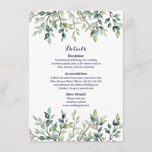Carte D'accompagnement Minimaliste Simple Joli feuille branches mariage