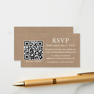 Carte D'accompagnement Minimaliste simple Mariage QR Kraft RSVP
