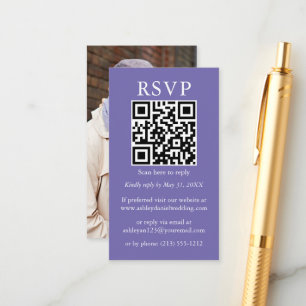 Carte D'accompagnement Minimaliste simple Mariage QR Périwinkle photo RSV
