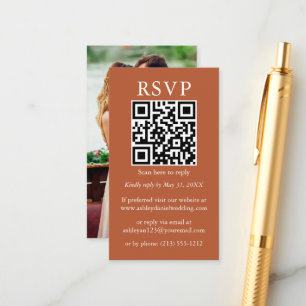 Carte D'accompagnement Minimaliste simple Mariage QR photo en terre cuite