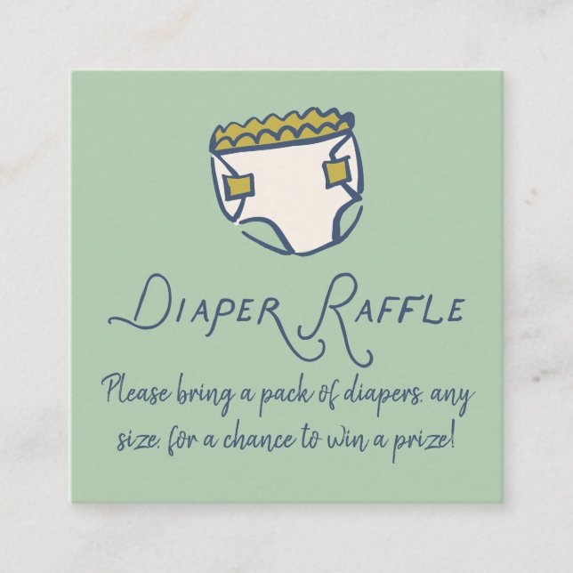 Carte D'accompagnement Mint Doodle Baby Shower Diaper Diaper Raffle (Devant)