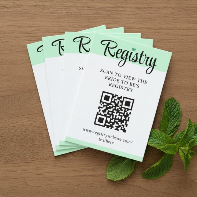 Carte D'accompagnement Mint to Be QR Code Wedding Registry Bridal Shower (Mint to Be QR Code Wedding Registry Bridal Shower Enclosure Card
)