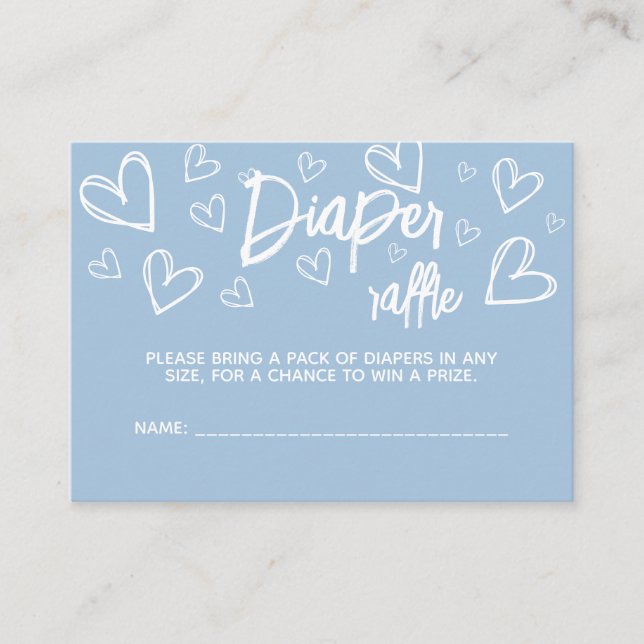 Carte D'accompagnement Minuscule Coeurs Bleus Baby shower Déchets Raffle