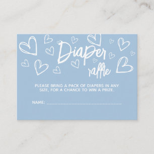 Carte D'accompagnement Minuscule Coeurs Bleus Baby shower Déchets Raffle