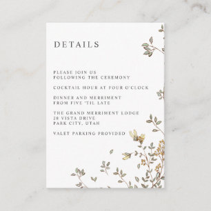 Carte D'accompagnement Minuscule MARIAGE feuille Détail de l'hôtel Héberg