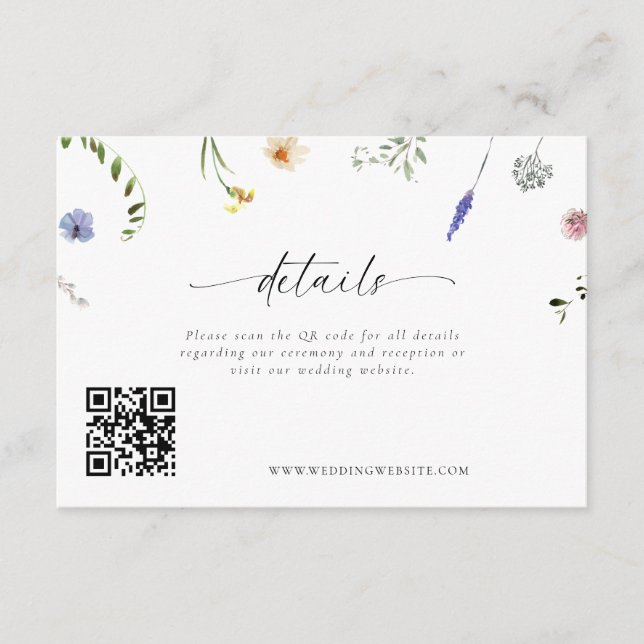 Carte D'accompagnement Minuscule Mariage Fleur sauvage (Devant)