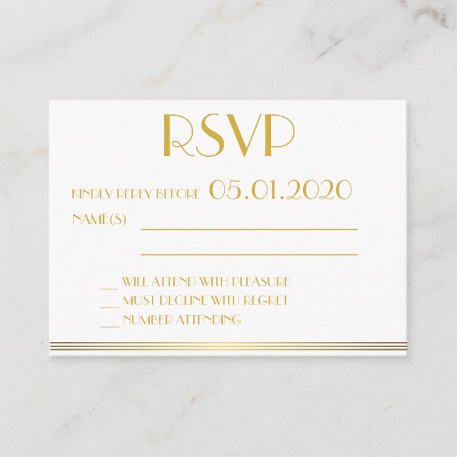 Carte D'accompagnement Minuscule Noir Monogrammé Grand Mariage Gatsby RSV (Devant)