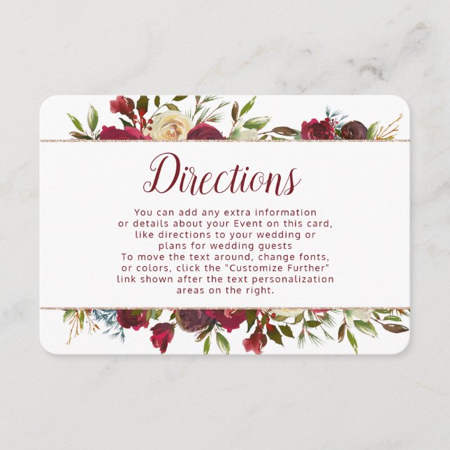 Carte D'accompagnement Mistletoe Manor Winter Floral Mariage Directions (Devant)