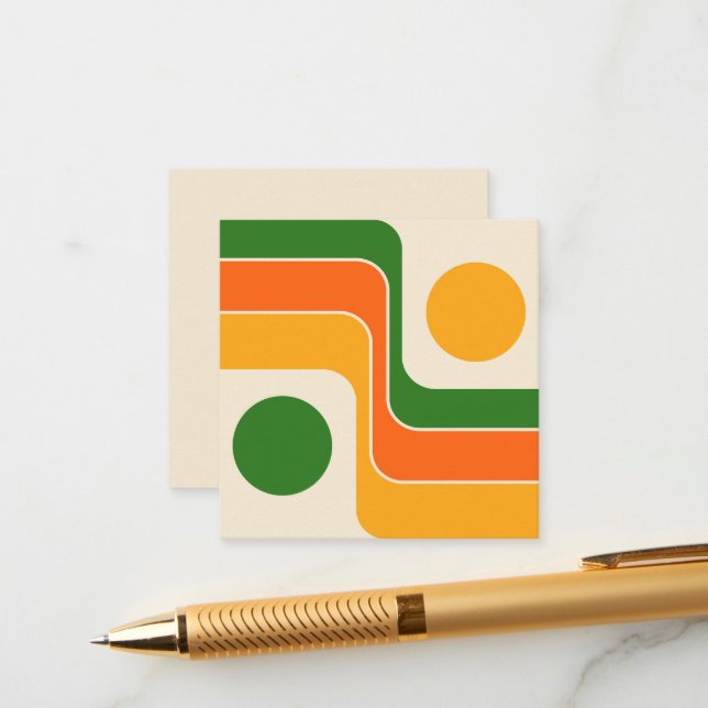 Carte D'accompagnement Mod 1970s Retro Style Geometric Design (Devant/Arrière en situation)