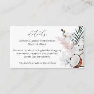 Carte D'accompagnement MOD Noix de Coco Corail & Détails Floraux Blancs S