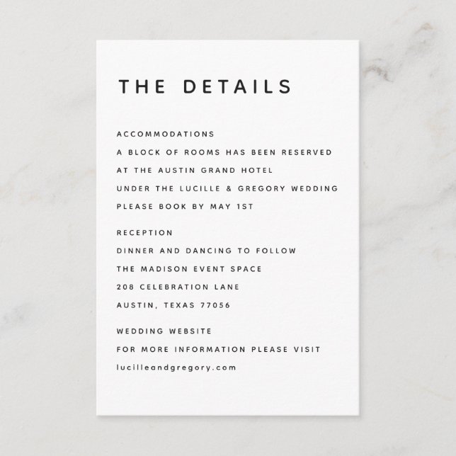 Carte D'accompagnement Modern B&W Editorial All Caps  (Devant)