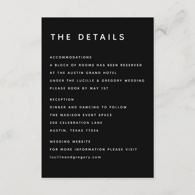 Carte D'accompagnement Modern Black Editorial All Caps (Devant)