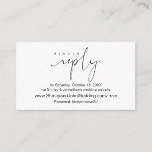 Carte D'accompagnement Modern Black, Online RSVP via le site Mariage