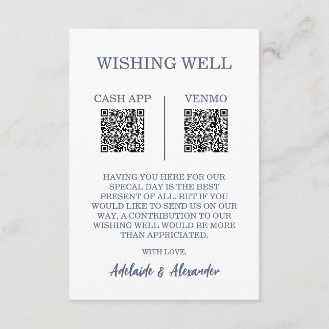Carte D'accompagnement Modern Blue Wedding Wishing Well (Devant)