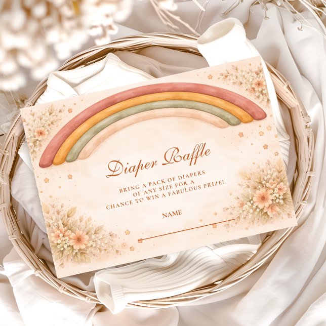 Carte D'accompagnement Modern Boho Rainbow Diapper Raffle (Créateur téléchargé)