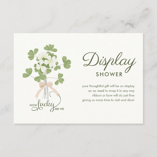 Carte D'accompagnement Modern Chic Lucky Shamrock with Bow display shower (Devant)