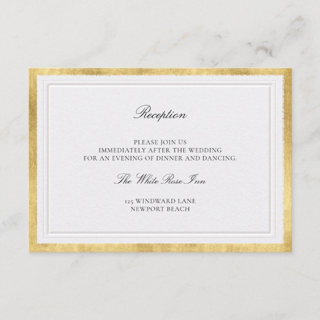 Carte D'accompagnement Modern Classic Elevated Pearl Gold Wedding Details (Devant)