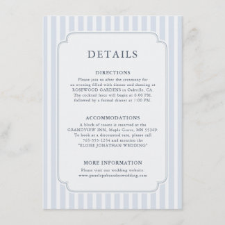 Carte D'accompagnement Modern Classic Stripes Dusty Blue Wedding Details