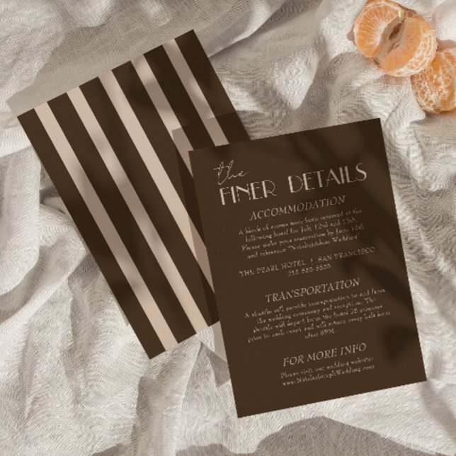 Carte D'accompagnement Modern Earth Brown Classy Fancy Wedding Details (Créateur téléchargé)