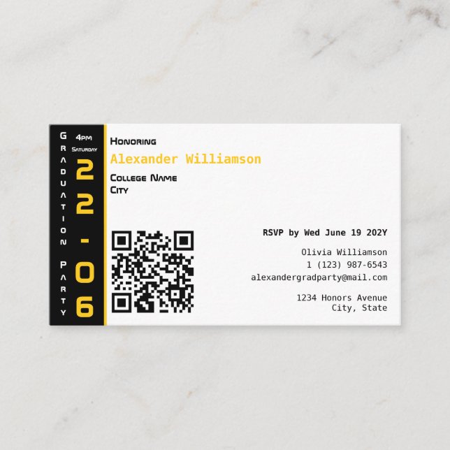 Carte D'accompagnement Modern Gold Black Graduation Party (Devant)