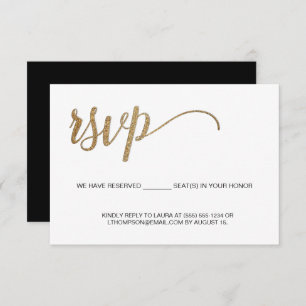 Carte D'accompagnement Modern Gold RSVP no mailing Réservé Siège Simple