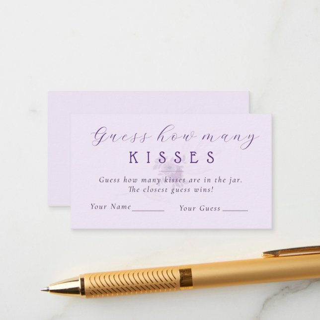 Carte D'accompagnement Modern Guess How Many Kisses Bridal Shower Game (Devant/Arrière en situation)