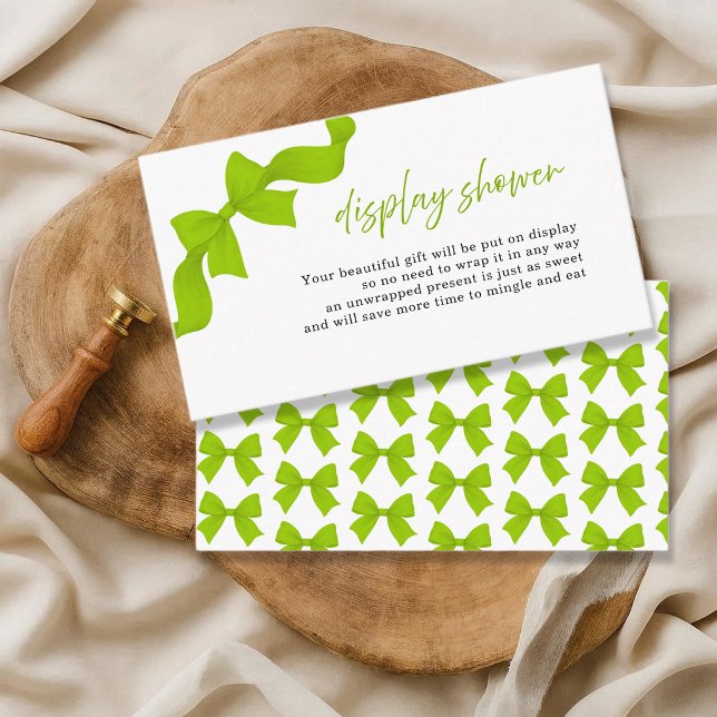 Carte D'accompagnement Modern Lime Green Coquette Bow Display Shower (Créateur téléchargé)