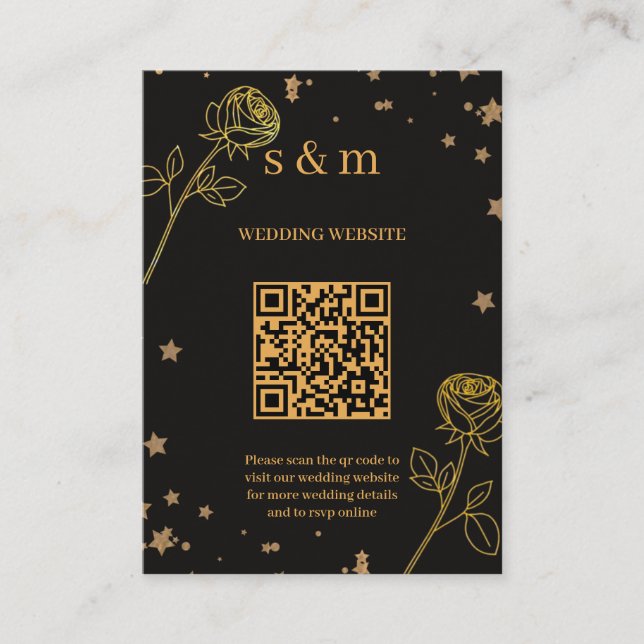 Carte D'accompagnement Modern Luxury Gold Foil QR Code Wedding Website (Devant)