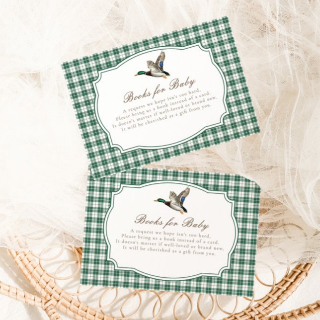 Carte D'accompagnement Modern Mallard Duck Neutral Gingham Baby Shower (Créateur téléchargé)