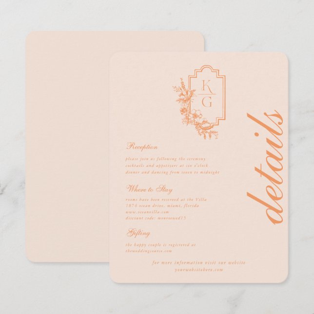 Carte D'accompagnement Modern Minimal | Détails pour les invités de maria (Devant / Derrière)