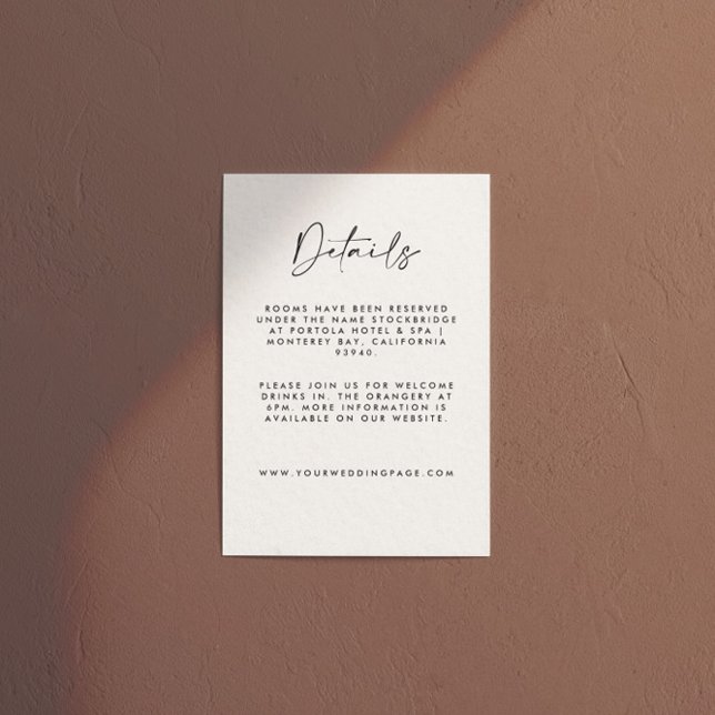 Carte D'accompagnement Modern Minimalist Cream & Black Script Wedding  (Créateur téléchargé)