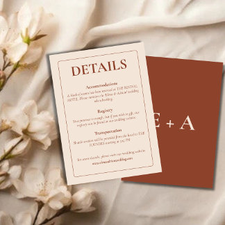 Carte D'accompagnement Modern Moody Wedding Enclosure Card