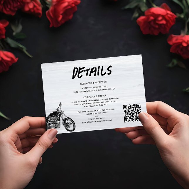 Carte D'accompagnement Modern Motorcycle Monogramme Code QR Détails du Ma (Créateur téléchargé)