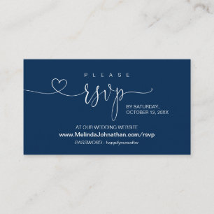 Carte D'accompagnement Modern Navy bleu, Online RSVP sur le site Mariage