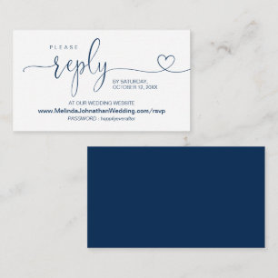 Carte D'accompagnement Modern Navy Blue, Site Mariage en ligne RSVP