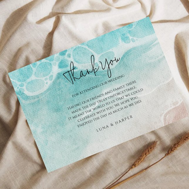 Carte D'accompagnement Modern Ocean Tide Watercolor Thank You Card (Créateur téléchargé)