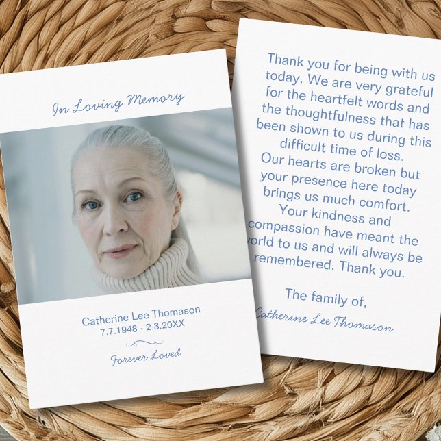 Carte D'accompagnement Modern Photo Bereavement  Funeral Thank You Card (Modern Photo Bereavement Funeral Thank You Card
)