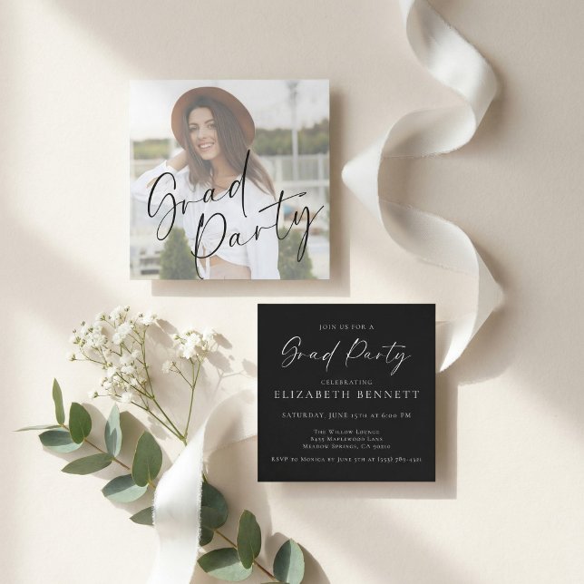 Carte D'accompagnement Modern Photo Graduation Party (Créateur téléchargé)