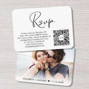 Carte D'accompagnement Modern Photo QR Code Wedding RSVP
