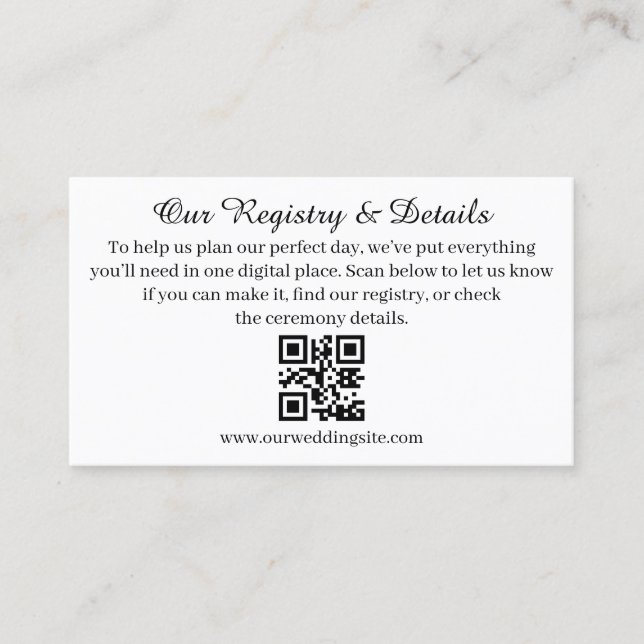 Carte D'accompagnement Modern QR Code Wedding Registry and RSVP  (Devant)