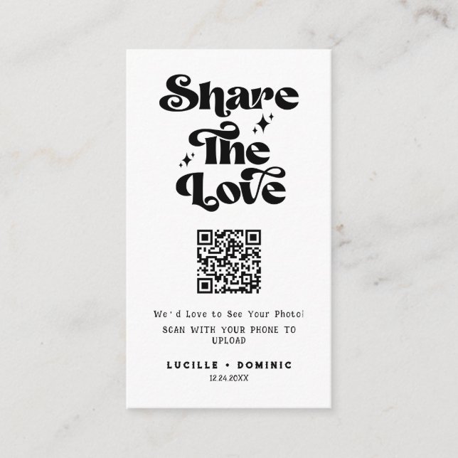 Carte D'accompagnement Modern Retro Wedding Share The Love (Devant)
