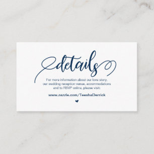 Carte D'accompagnement Modern Rustic Farm, Navy Blue, détails Mariages