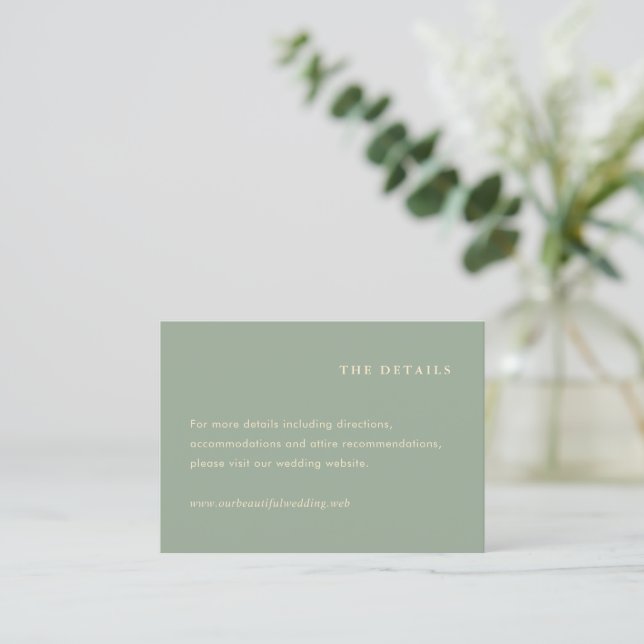 Carte D'accompagnement Modern Sage Green Simple Wedding (Debout devant)
