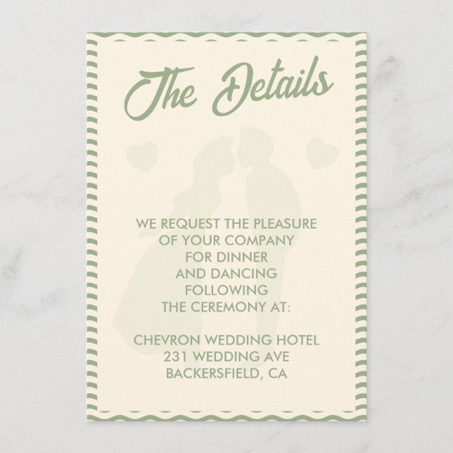 Carte D'accompagnement Modern Sage Green Stripe QR Code Wedding Details (Devant)
