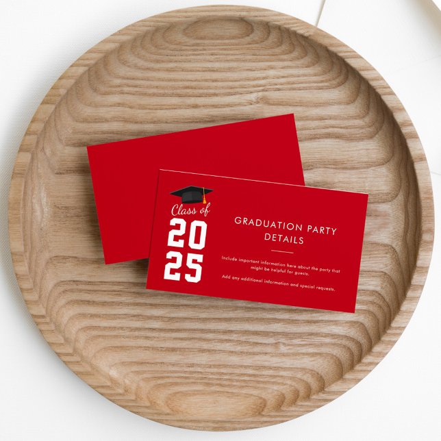 Carte D'accompagnement Modern Simple Graduation 2025 Party (Graduation 2025 Enclosure Card Red)