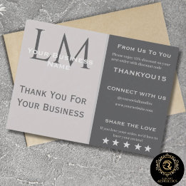 Carte D'accompagnement Modern Taupe Gray Business Branding Thank You