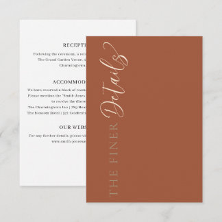 Carte D'accompagnement Modern Terracotta Wedding Details