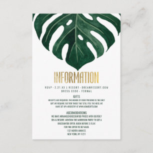 Carte D'accompagnement Modern Tropical Swiss Cheese Leaf Gold Détails