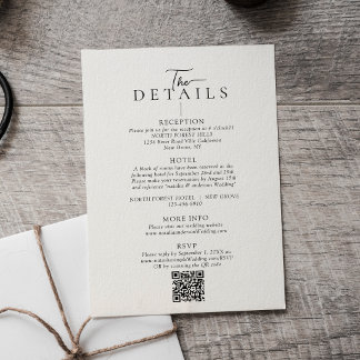 Carte D'accompagnement Modern Typography  Qr Code Wedding Details
